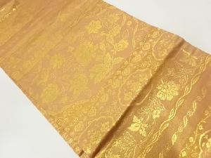 リサイクル　横段に花更紗模様織出し名古屋帯